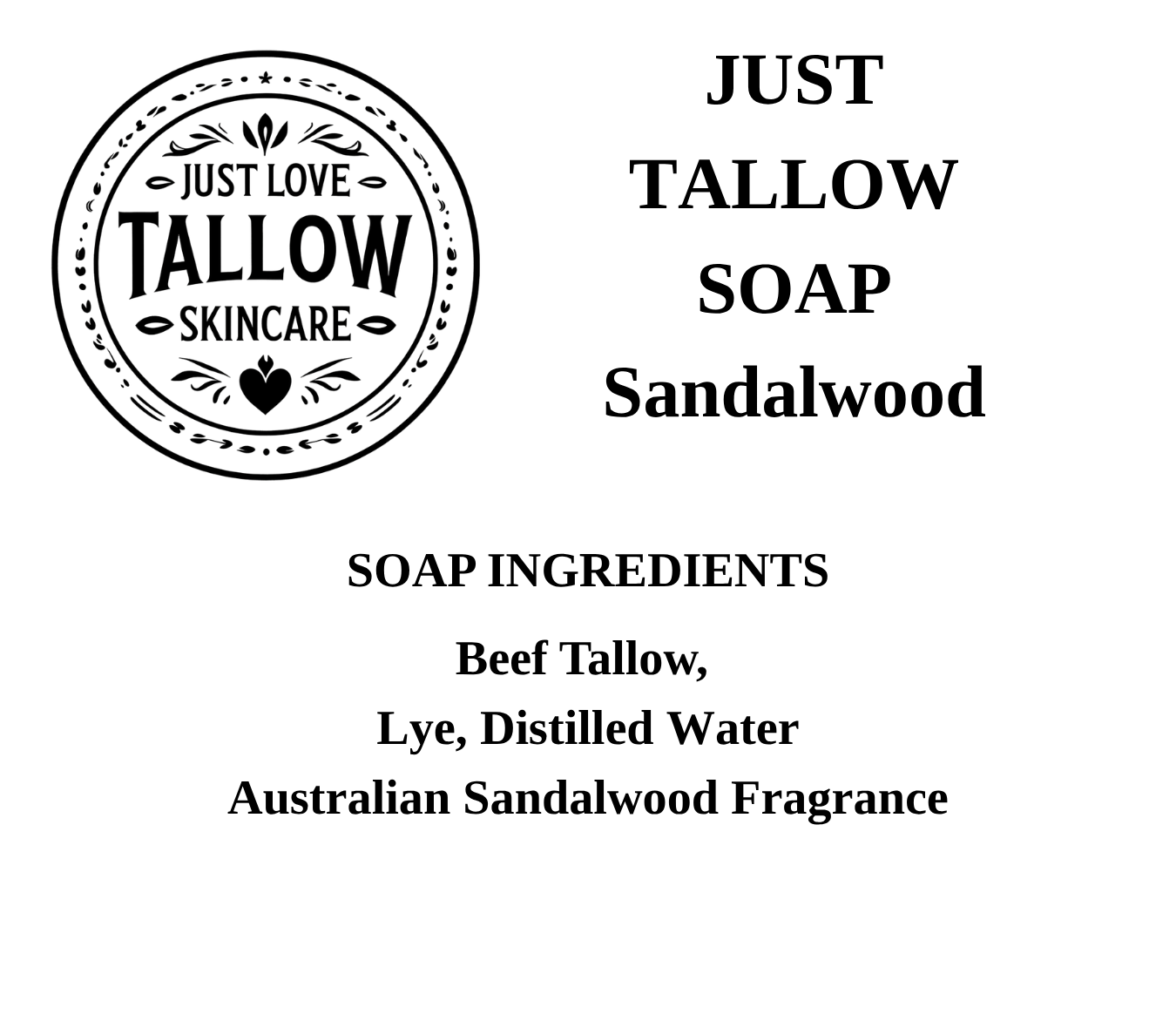 Just Tallow Soap 6% Sandalwood