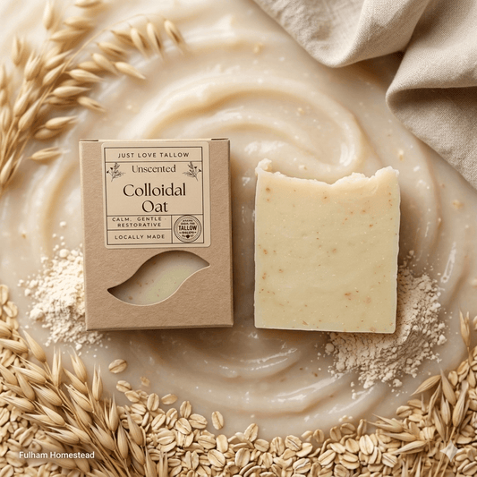 Tallow and Colloidal Oat Sensitive Soap Bar, handmade at Fulham Homestead