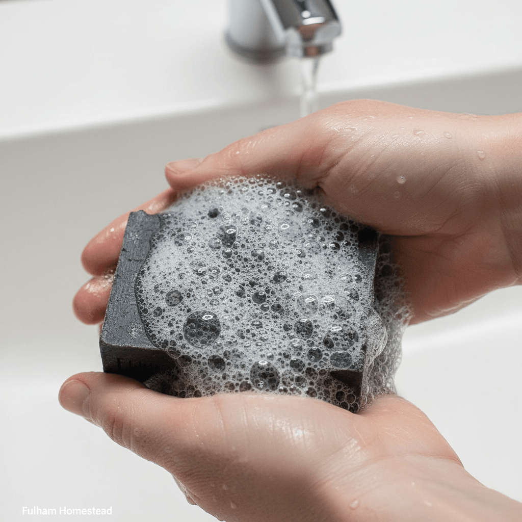 Heritage Charcoal Bar - Lather Detail