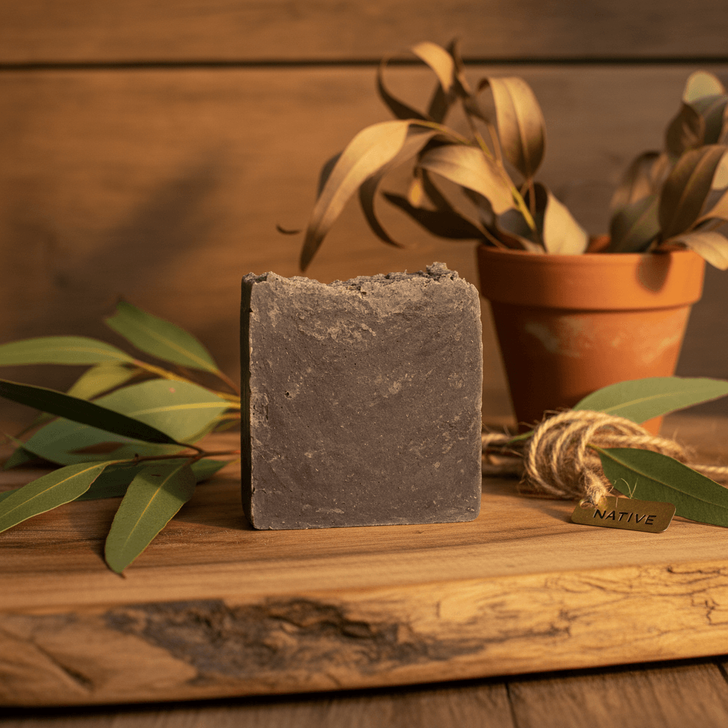 Heritage Charcoal Bar Lifestyle - Natural Tallow Soap in Rustic Setting