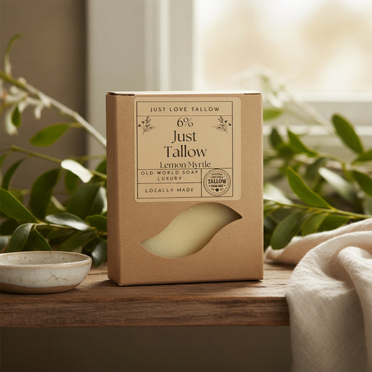 handcrafted tallow soap bar with lemon myrtle, Australian-made