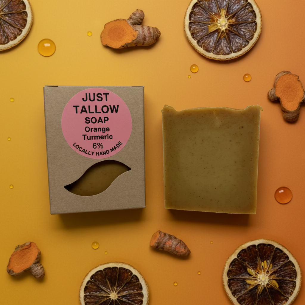 Just Tallow Soap – Turmeric & Citrus | Sweet Orange, Valencia & Lime Essential Oils