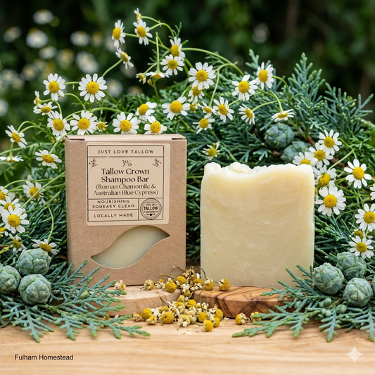Tallow Crown Shampoo Bar 3% (Roman Chamomile & Australian Blue Cypress)
