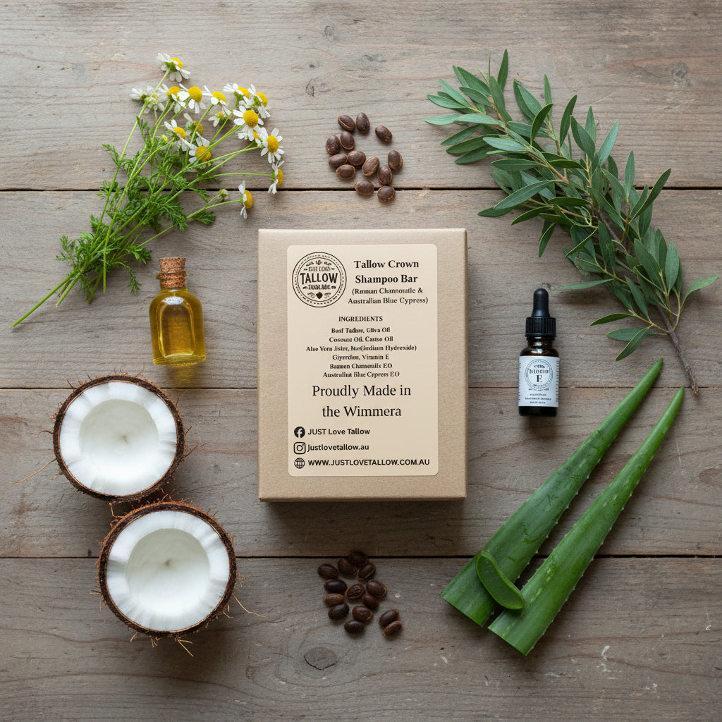 Tallow Crown Shampoo Bar 3% (Roman Chamomile & Australian Blue Cypress)