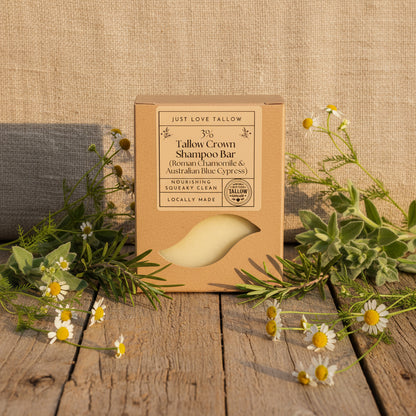 Tallow Crown Shampoo Bar 3% (Roman Chamomile & Australian Blue Cypress)