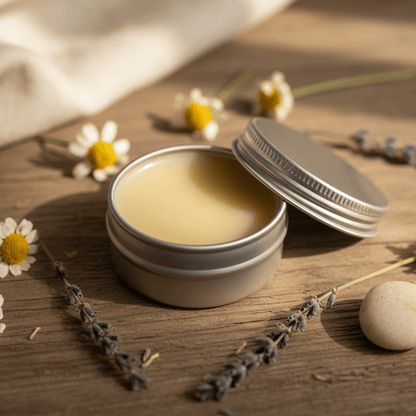 Tallow Lip Balm Cherry on Rustic Wooden Surface - Handcrafted Australian Skincare